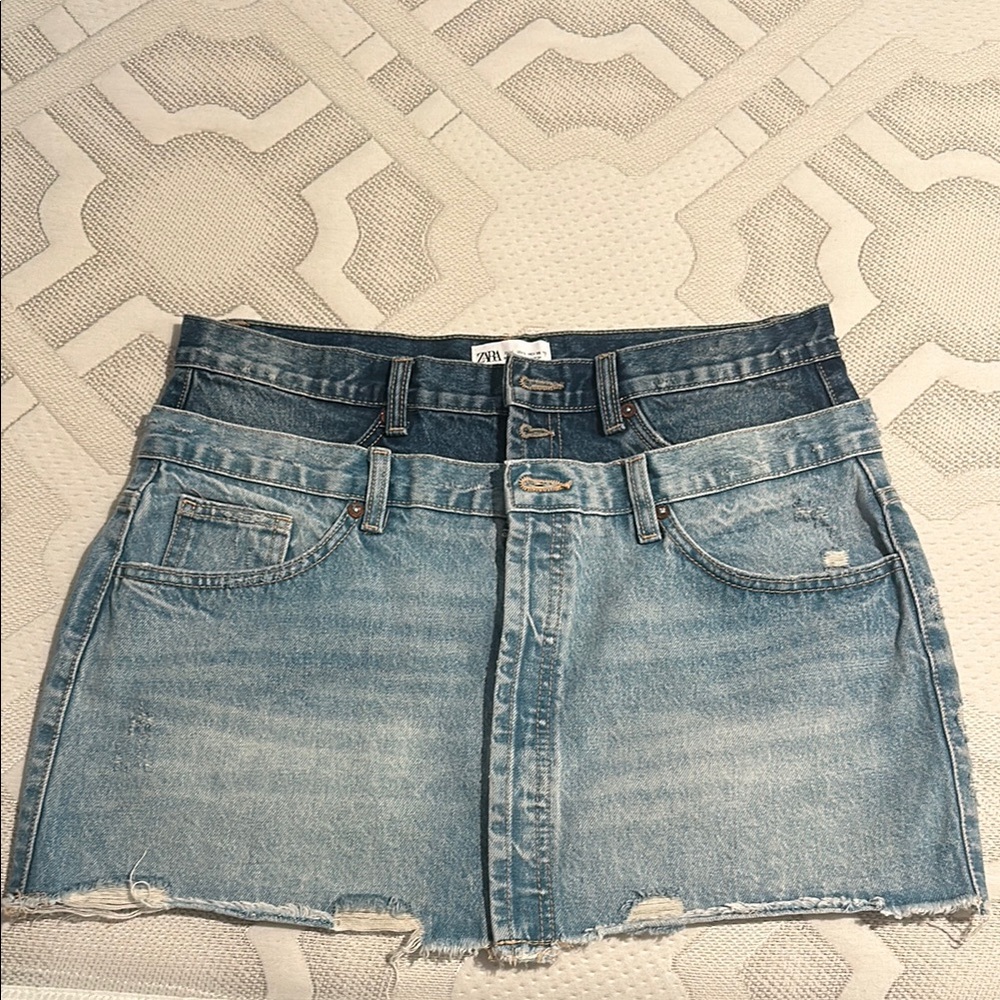 Zara Light Blue Denim Mini Skirt